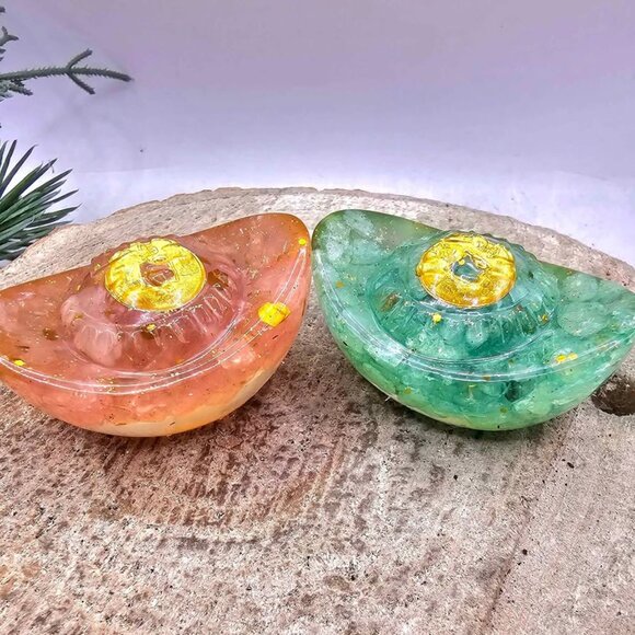 Set Of 2pcs Crystal Chip Resin Ancient Gold (Yuanbao) Decor - Picture 7 of 9